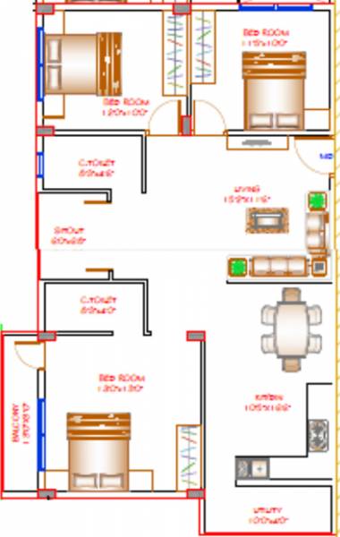 VR Infrastructures Galaxy Floor Plan (3BHK+3T (1,460 sq ft) 1460 sq ft)