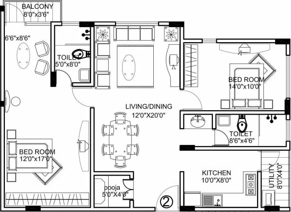 Orbis ALS Residency (2BHK+2T (1,175 sq ft)   Pooja Room 1175 sq ft)