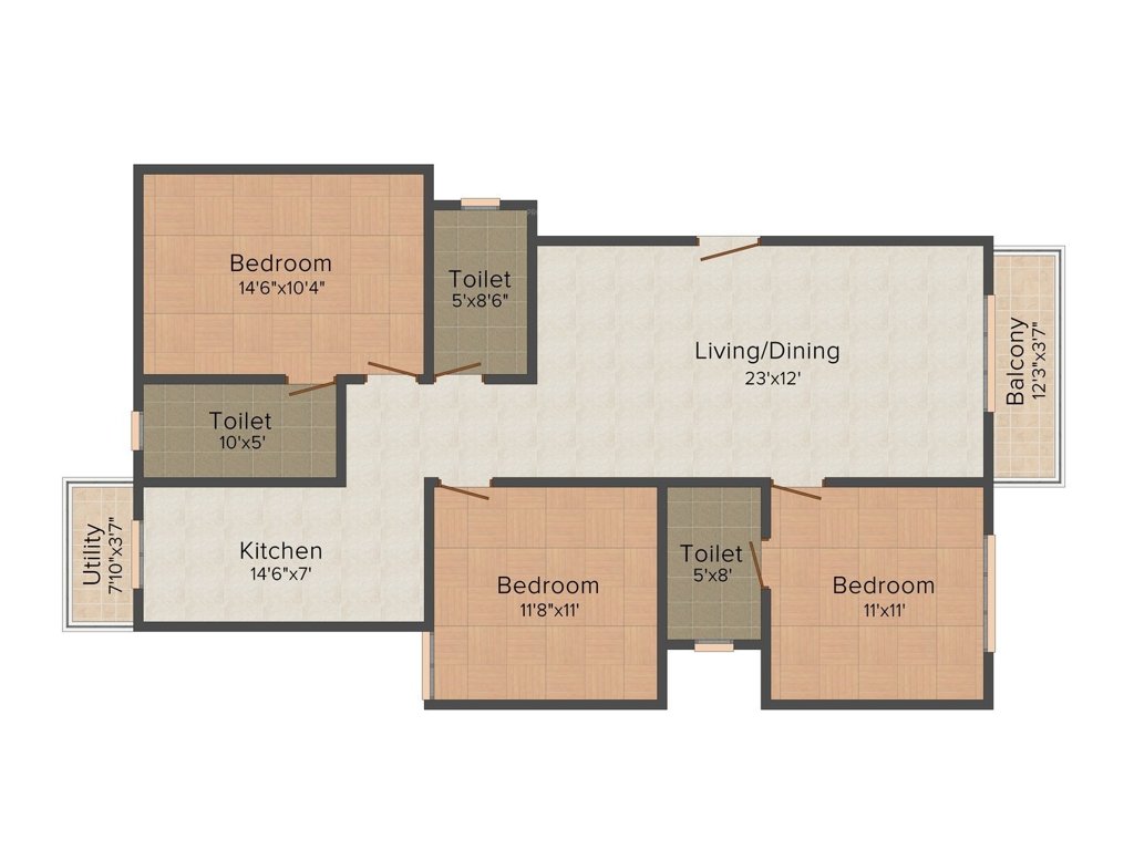 Time And Space Group Infinity (3BHK+3T (1,347 sq ft) 1347 sq ft)