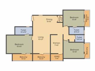 Orbis LN Residency (3BHK+3T (1,564 sq ft)   Pooja Room 1564 sq ft)