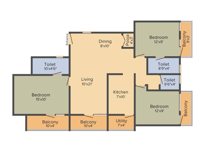 Orbis LN Residency (3BHK+3T (1,564 sq ft)   Pooja Room 1564 sq ft)