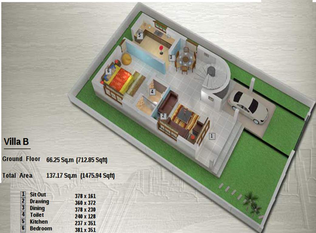 Surabhi Green Courtyard (3BHK+3T (1,475 sq ft) 1475 sq ft)