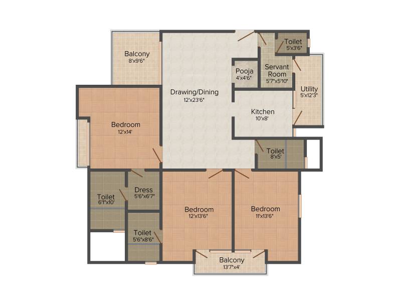 Mahima Elite (3BHK+4T (1,912 sq ft) + Servant Room 1912 sq ft)