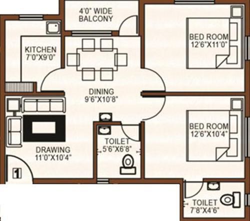 Neelanchal Harspriya Avenue (2BHK+2T (955 sq ft) 955 sq ft)