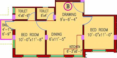 Mondal Pratiksha (2BHK+2T (804 sq ft) 804 sq ft)