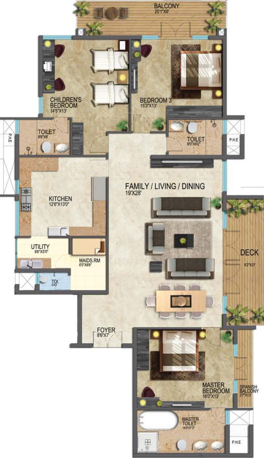 3099 sq ft 3 BHK 3T Apartment for Sale in Prestige Group Leela