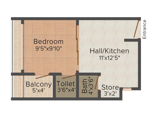 Dharmaja Shivesh 621 (1BHK+2T (495 sq ft) 495 sq ft)