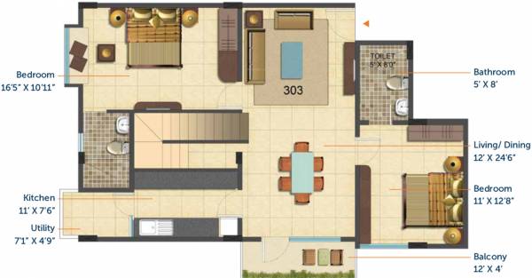 Cumins Estates Cedar Woods Lower Level Penthouse Plan (3BHK+3T (1,930 sq ft) 1930 sq ft)