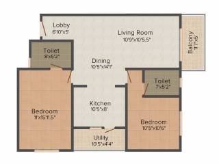 Vishnu Parimala Riviera (2BHK+2T (1,115 sq ft) 1115 sq ft)