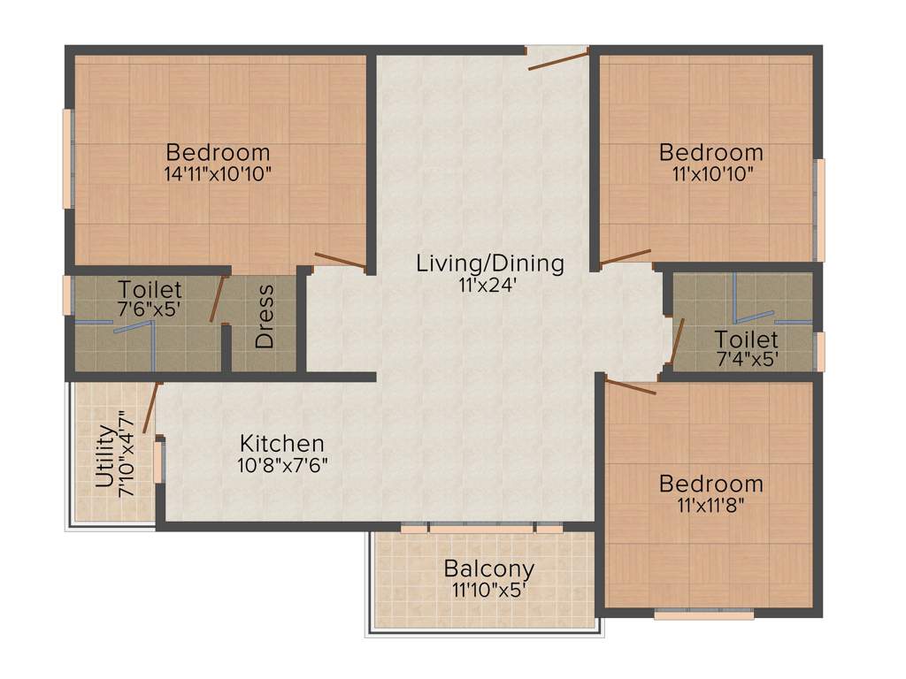 Vishnu Parimala Riviera (3BHK+3T (1,333 sq ft) 1333 sq ft)