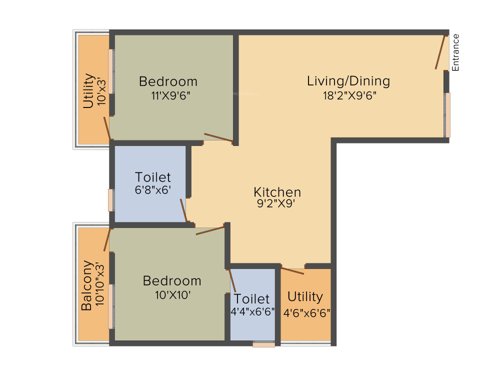 VR Sai Vihar (2BHK+2T (855 sq ft) 855 sq ft)