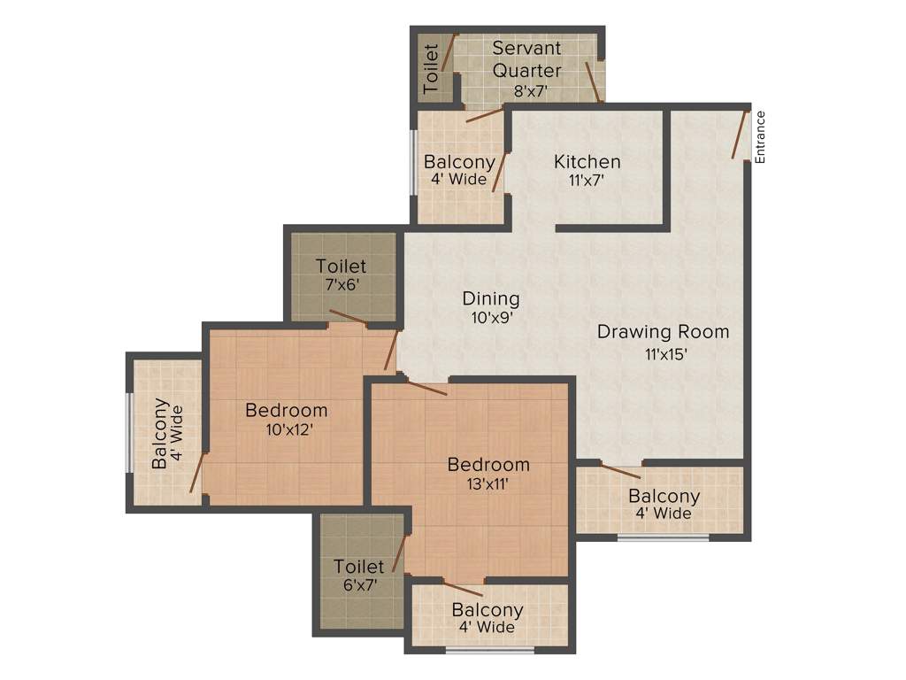 Revanta Smart Residency (2BHK+2T (1,175 sq ft) Servant Room 1175 sq ft)