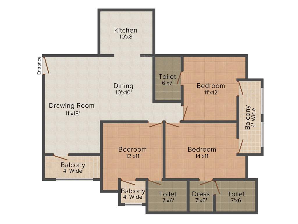 Revanta Smart Residency (3BHK+3T (1,475 sq ft) 1475 sq ft)