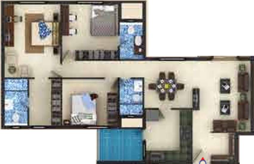 Golechha Mangalam Shraddha (3BHK+3T (1,710 sq ft) 1710 sq ft)