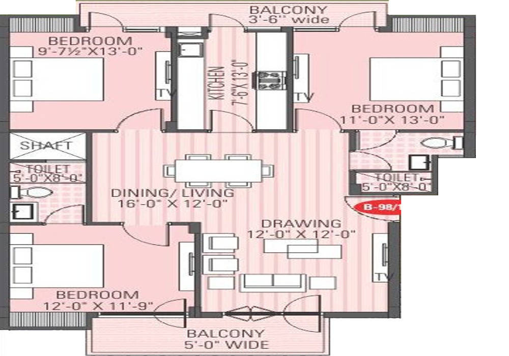 Ashadeep Marigold (3BHK+2T (1,268 sq ft) 1268 sq ft)