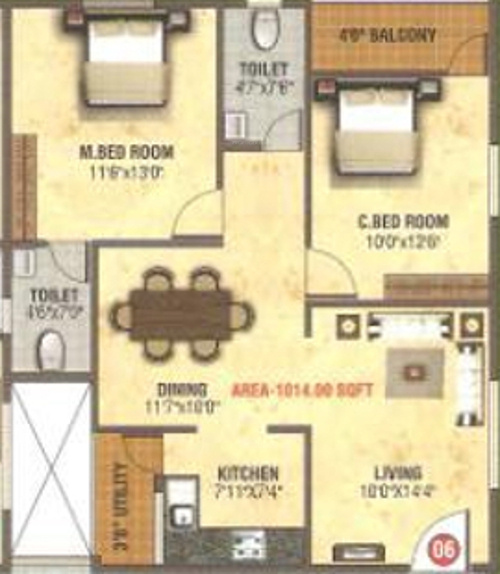 AR Manjunatha Residency (2BHK+2T (1,014 sq ft) 1014 sq ft)
