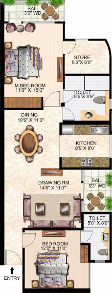 Gurukripa Indraprastha Grand (2BHK+2T (1,266 sq ft) 1266 sq ft)
