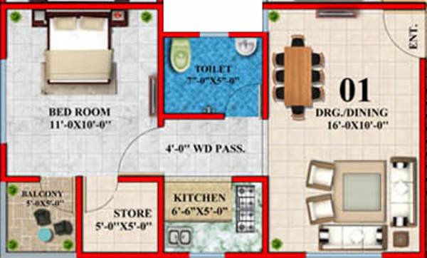 Shri Balaji Shri Sai Dham (1BHK+1T (585 sq ft) 585 sq ft)