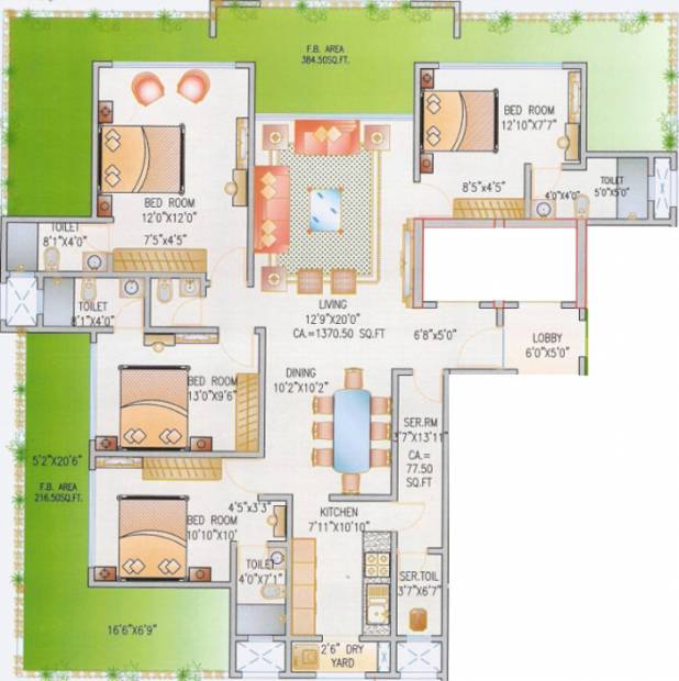 Blackstone Vertical Bliss Floor Plan (4BHK+4T (3,000 sq ft)   Servant Room 3000 sq ft)