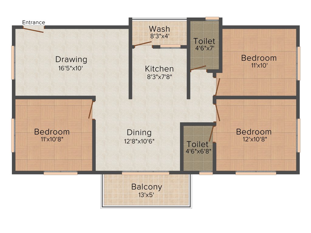 Raghavendra Ri Elegance (3BHK+2T (1,306 sq ft) 1306 sq ft)