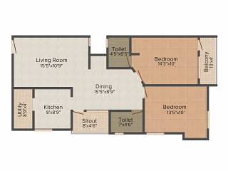 Thulliam TSI Pride (2BHK+2T (1,060 sq ft) 1060 sq ft)