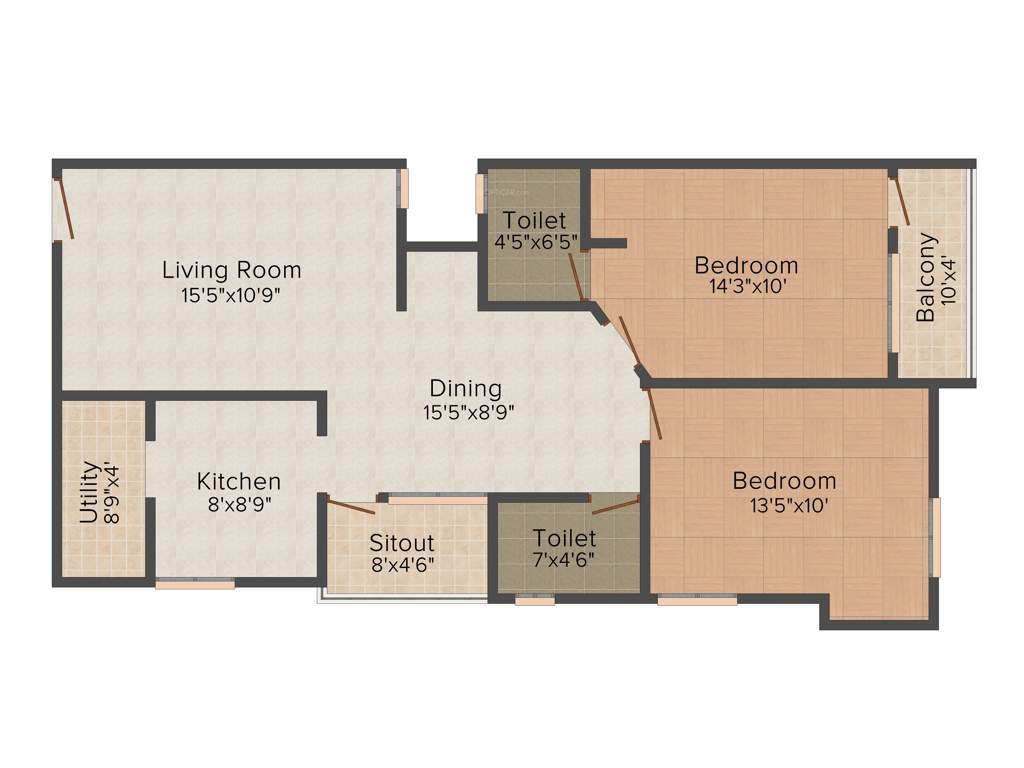Thulliam TSI Pride (2BHK+2T (1,060 sq ft) 1060 sq ft)