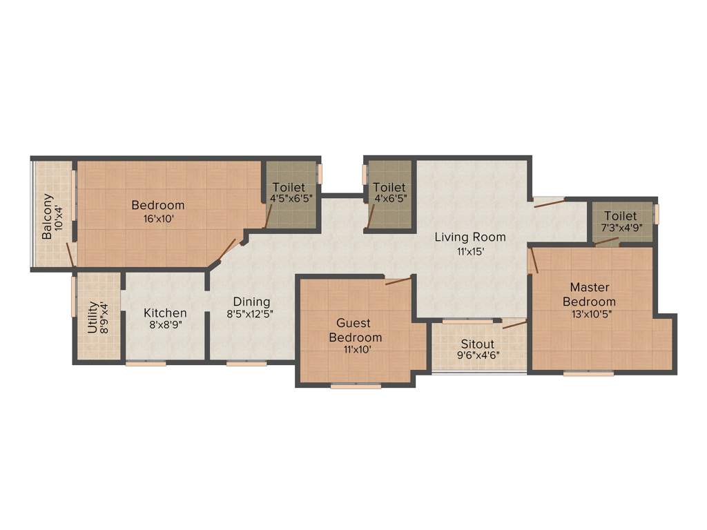 Thulliam TSI Pride (3BHK+3T (1,390 sq ft) 1390 sq ft)