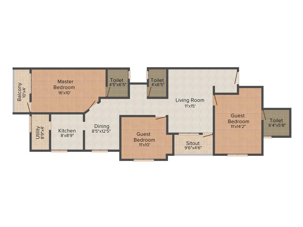 Thulliam TSI Pride (3BHK+3T (1,410 sq ft) 1410 sq ft)