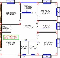 Metro Satellite City Phase III (3BHK+2T (1,590 sq ft) 1590 sq ft) Metro Satellite City Phase III (3BHK+2T (1,590 sq ft) 1590 sq ft)