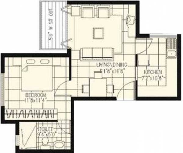 Embassy Habitat (1BHK+1T (652 sq ft) 652 sq ft)