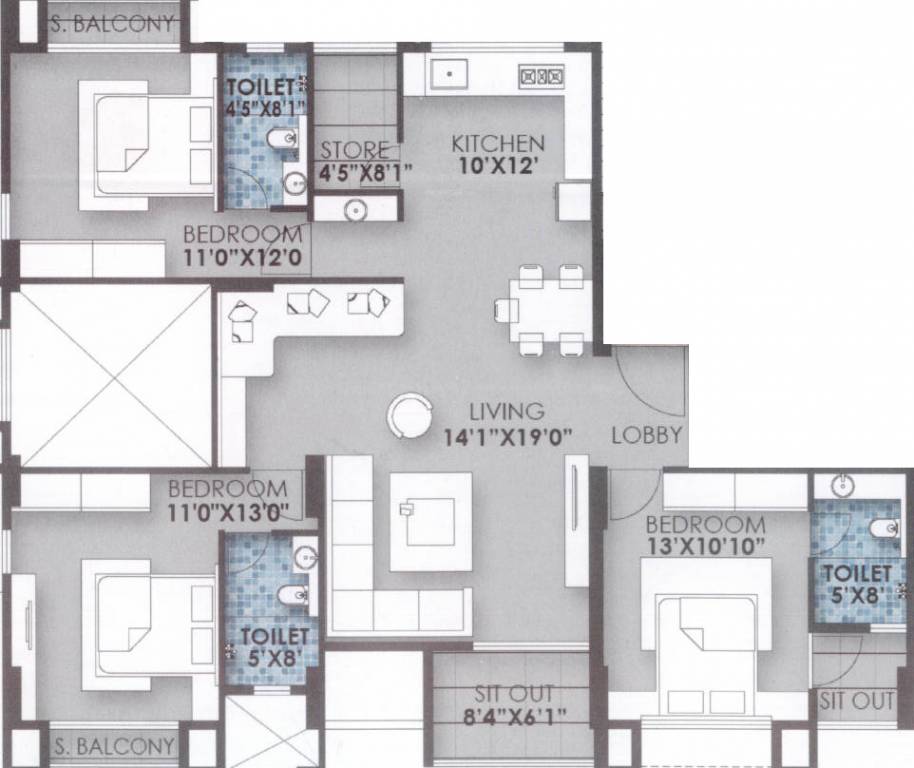 Rushiraj Riviera (3BHK+3T (1,818 sq ft) 1818 sq ft)