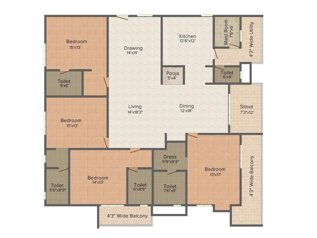 DSR Fortune Prime (4BHK+5T (3,240 sq ft) + Servant Room 3240 sq ft)