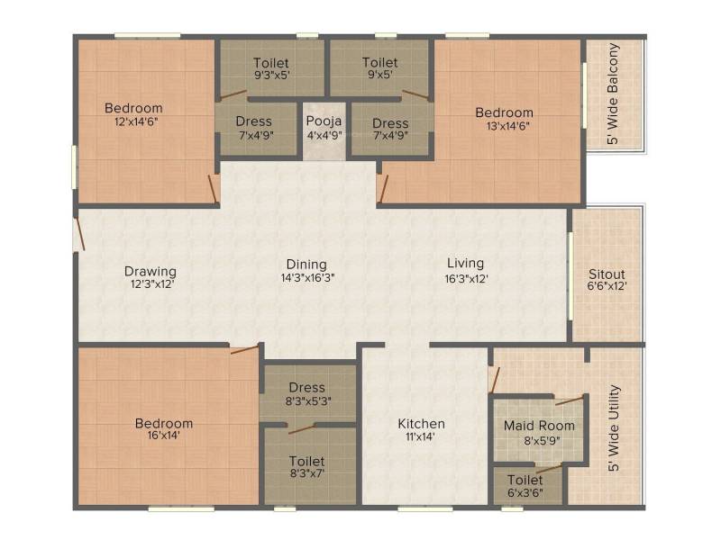 DSR Fortune Prime (3BHK+4T (2,625 sq ft) + Servant Room 2625 sq ft)