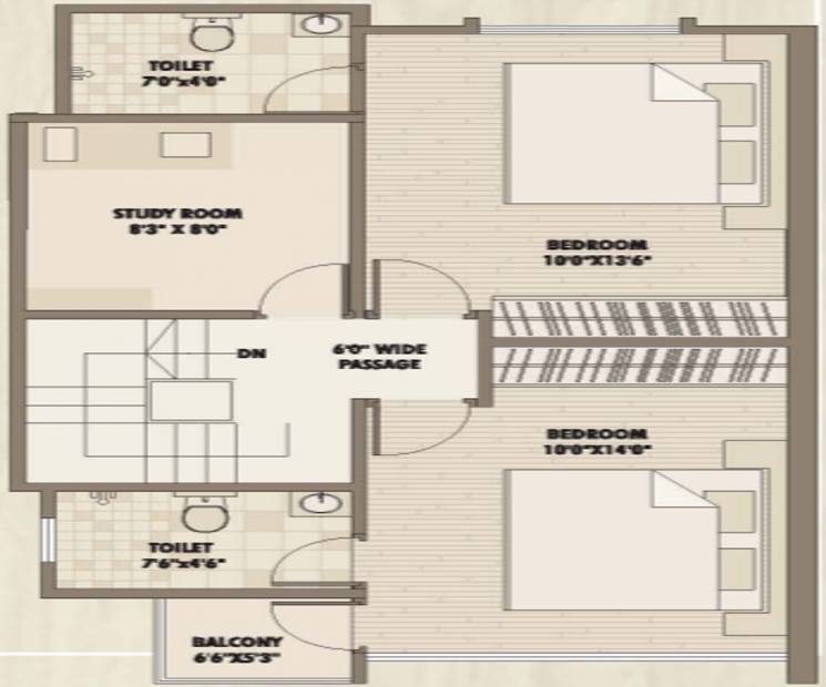 Ananta Sanskar (3BHK+3T (1,250 sq ft) + Study Room 1250 sq ft)