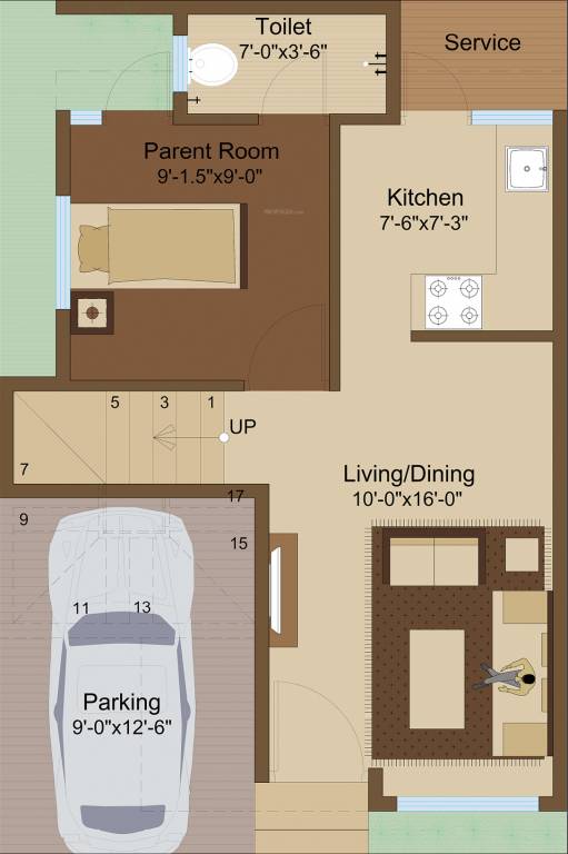 South Aarambh (3BHK+2T (1,059 sq ft) 1059 sq ft)