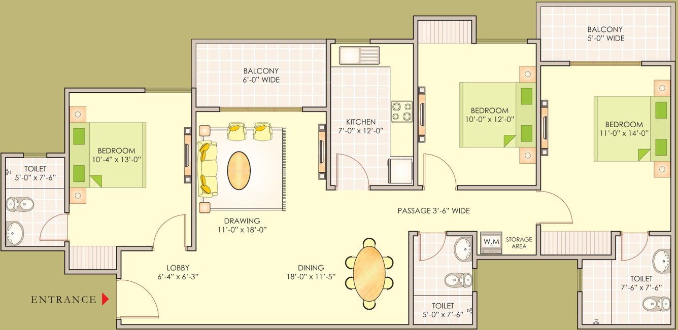 Ashiana Greens (3BHK+3T (1,600 sq ft) 1600 sq ft)