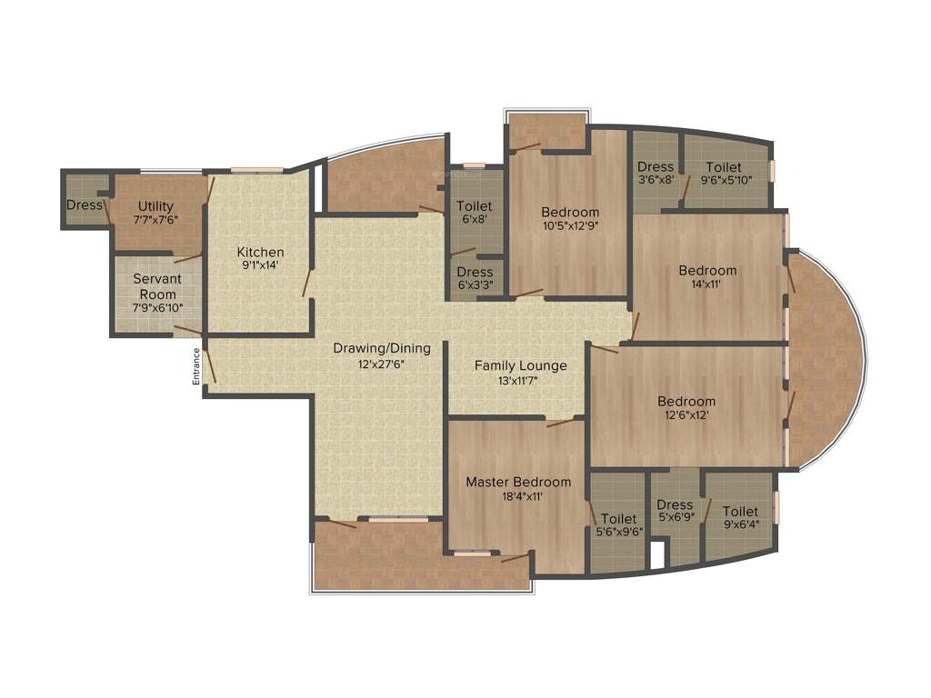 Crest Golf Ridge Tower (4BHK+4T (2,880 sq ft) 2880 sq ft)