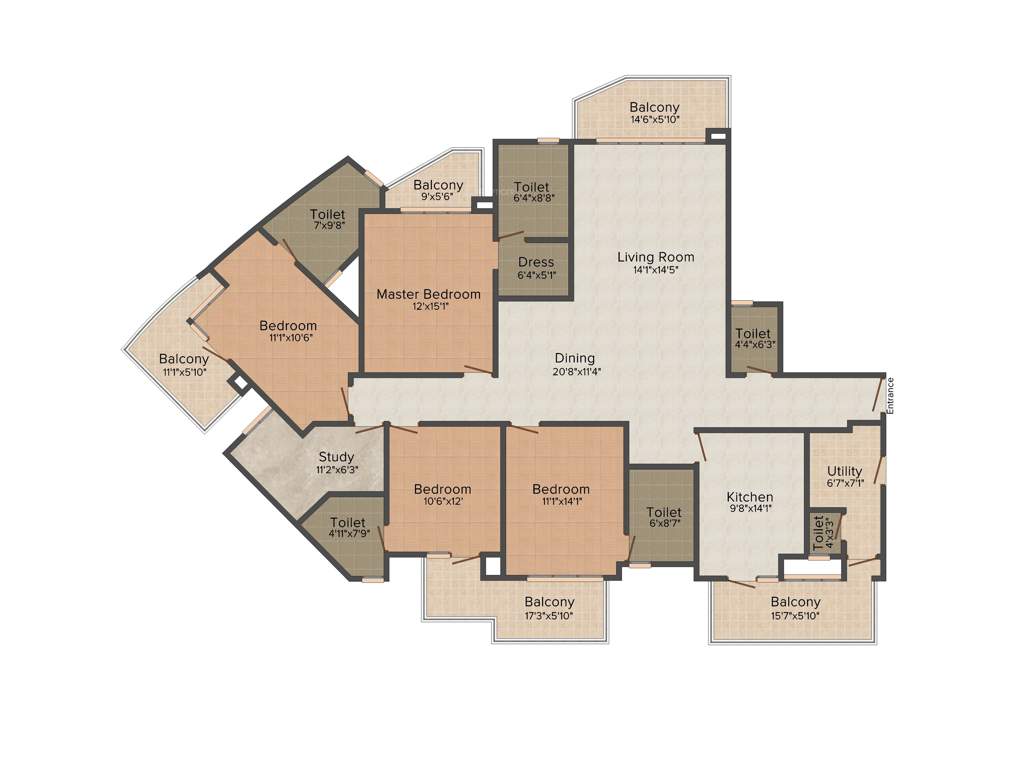 Godrej Icon (4BHK+5T (3,008 sq ft) + Servant Room 3008 sq ft)