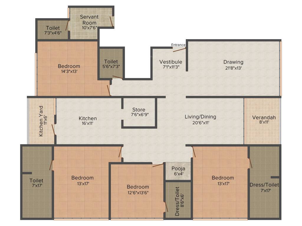 Shivalik Paradise (4BHK+5T (4,014 sq ft)   Servant Room 4014 sq ft)