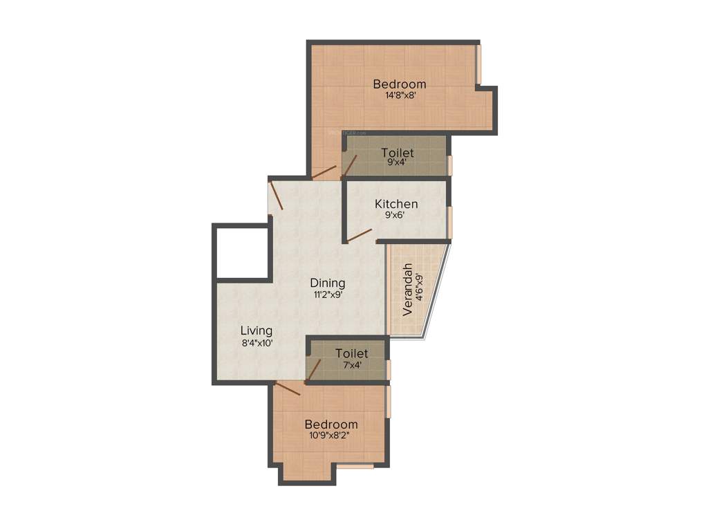 Sonia Greens (2BHK+2T (839 sq ft) 839 sq ft)