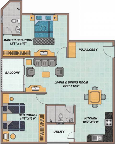 Daya Santara Magan Place II (2BHK+2T (1,224 sq ft) 1224 sq ft)