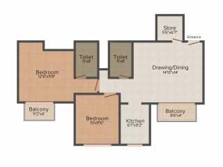 Varda Gardenia (2BHK+2T (1,150 sq ft) 1150 sq ft)