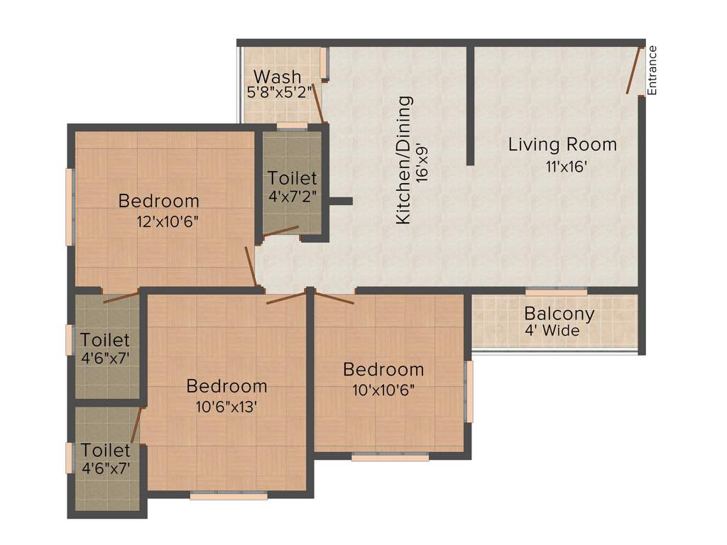 Shaurya Lumpini Elite (3BHK+3T (1,425 sq ft) 1425 sq ft)