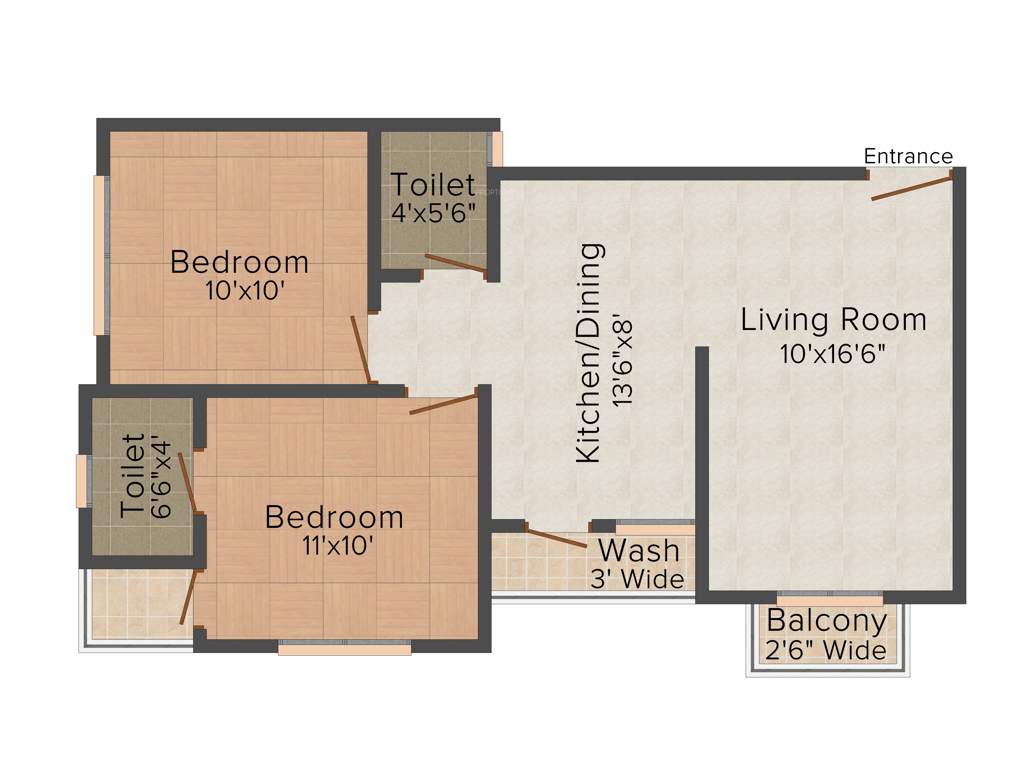 Lakshya Live In (2BHK+2T (950 sq ft) 950 sq ft)