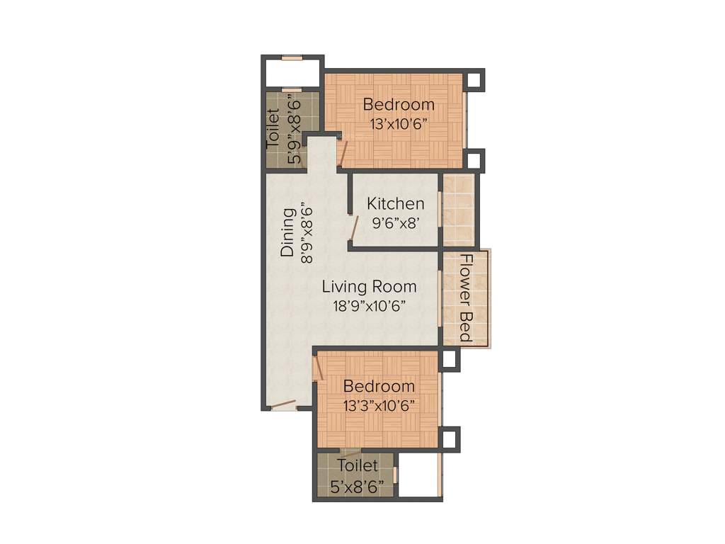 Nahar Rosa Alba (2BHK+2T (1,276 sq ft) 1276 sq ft)