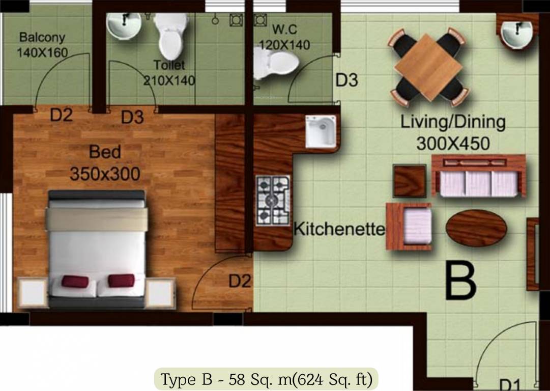 Archives Vaishnavam (1BHK+2T (624 sq ft) 624 sq ft)