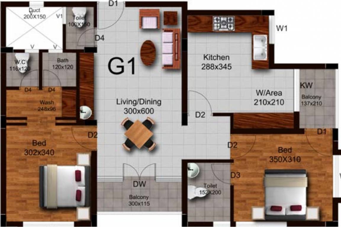 Archives Vaishnavam (2BHK+2T (1,259 sq ft) 1259 sq ft)