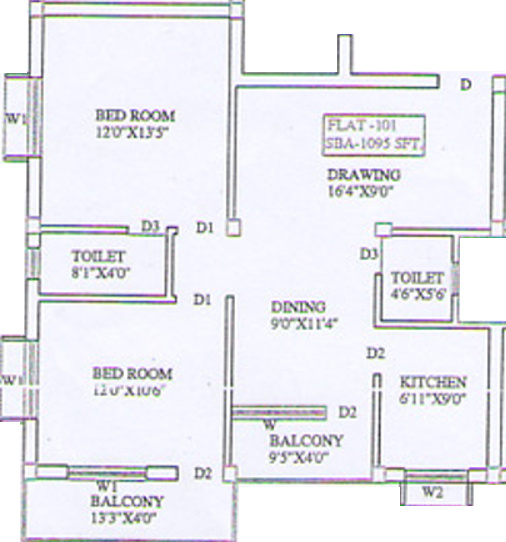 Citicon Som Plaza (2BHK+2T (1,095 sq ft) 1095 sq ft)