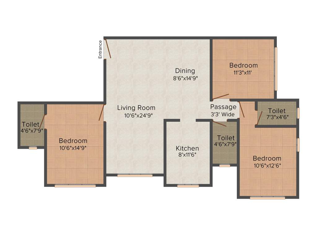 Mayfair Astral (3BHK+2T (1,027 sq ft) 1027 sq ft)