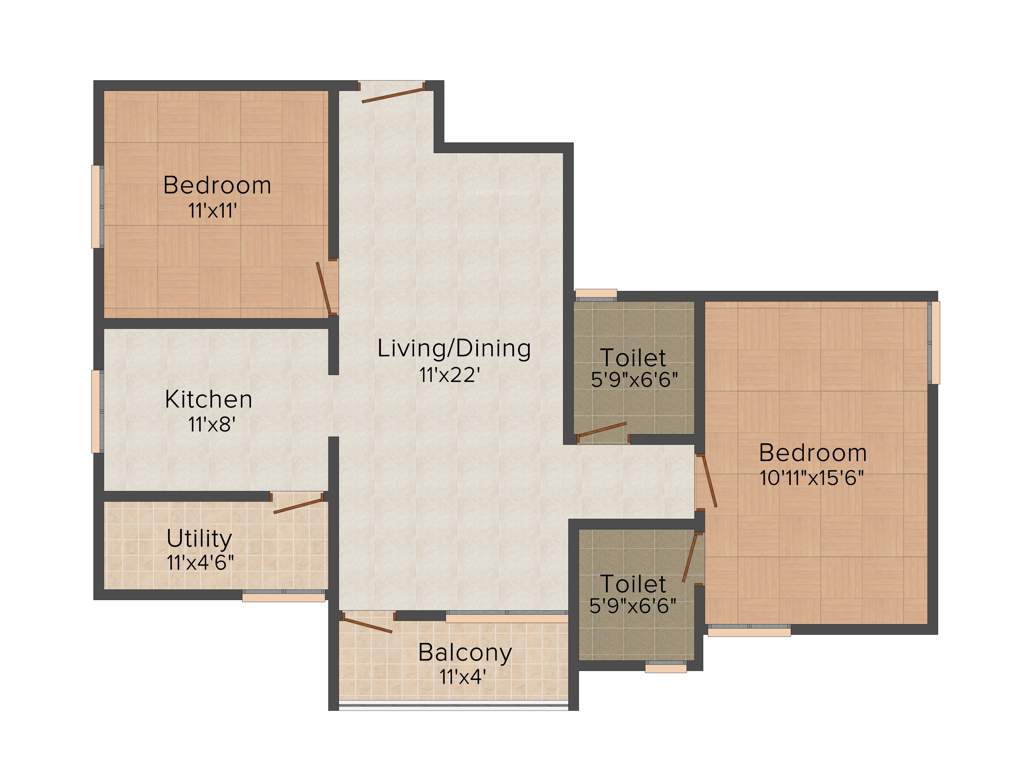 Whitehouse Athietha Avenue (2BHK+2T (1,151 sq ft) 1151 sq ft)